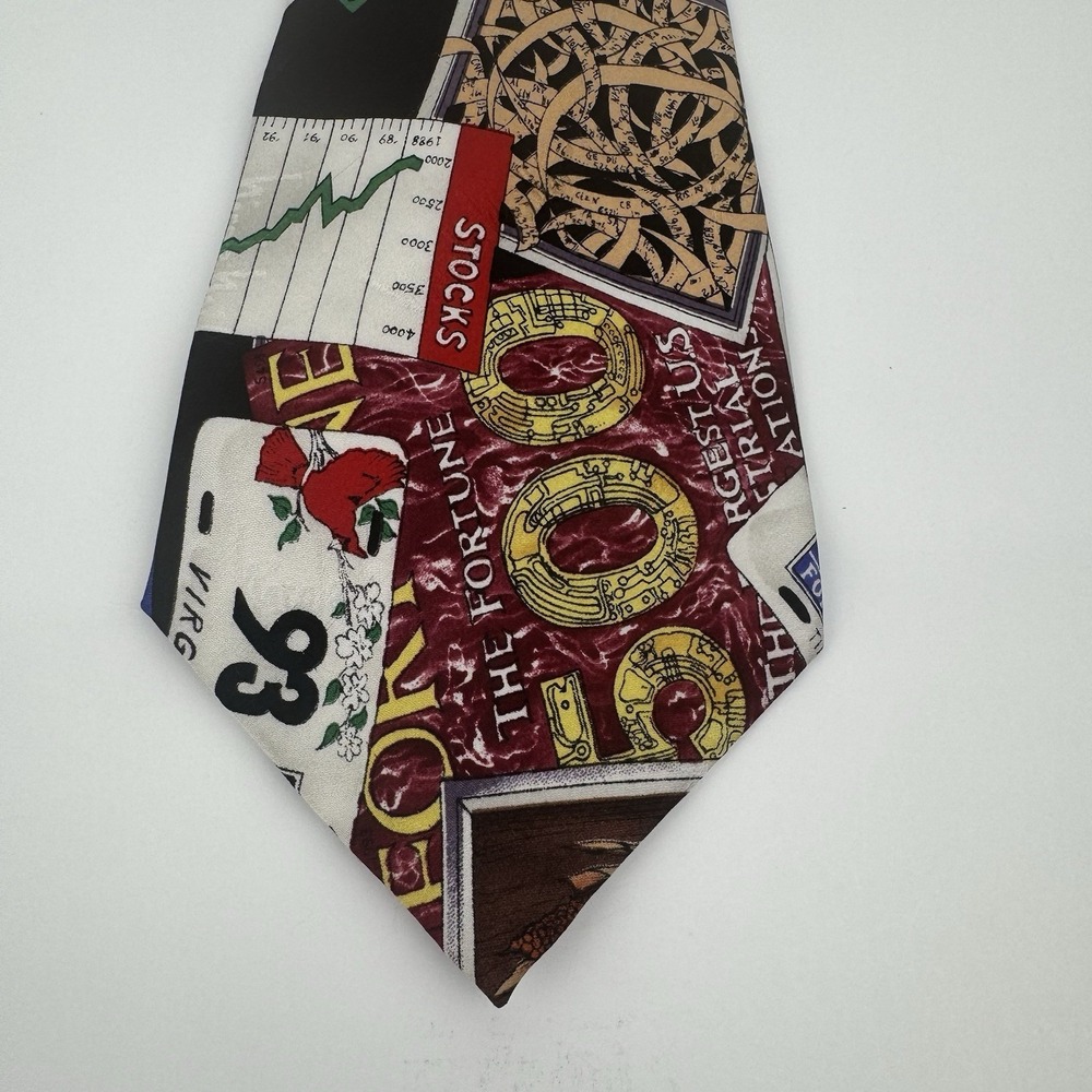 VTG Nicole Miller Fortune 500 Silk Tie Texas Poker Wall Street Casino